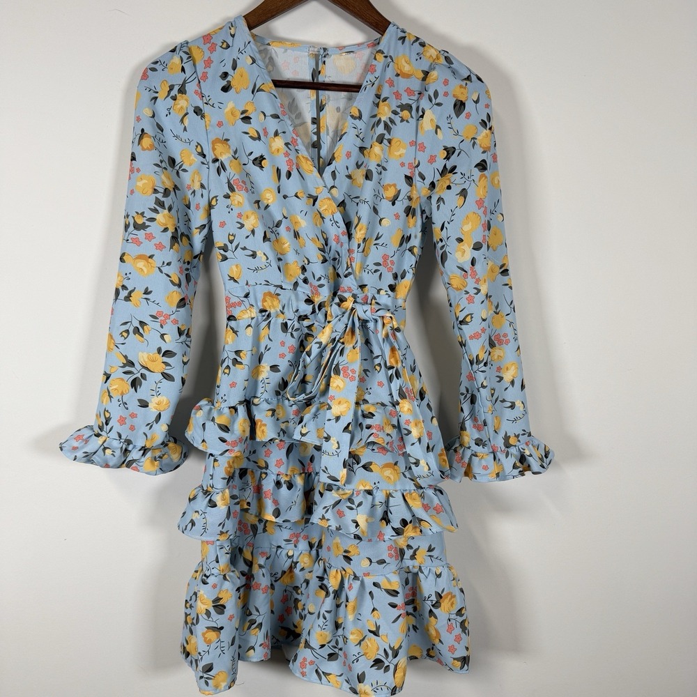 SHEIN Women's Short Dress Flower Floral Summer Spring Size XS Ruffle‎